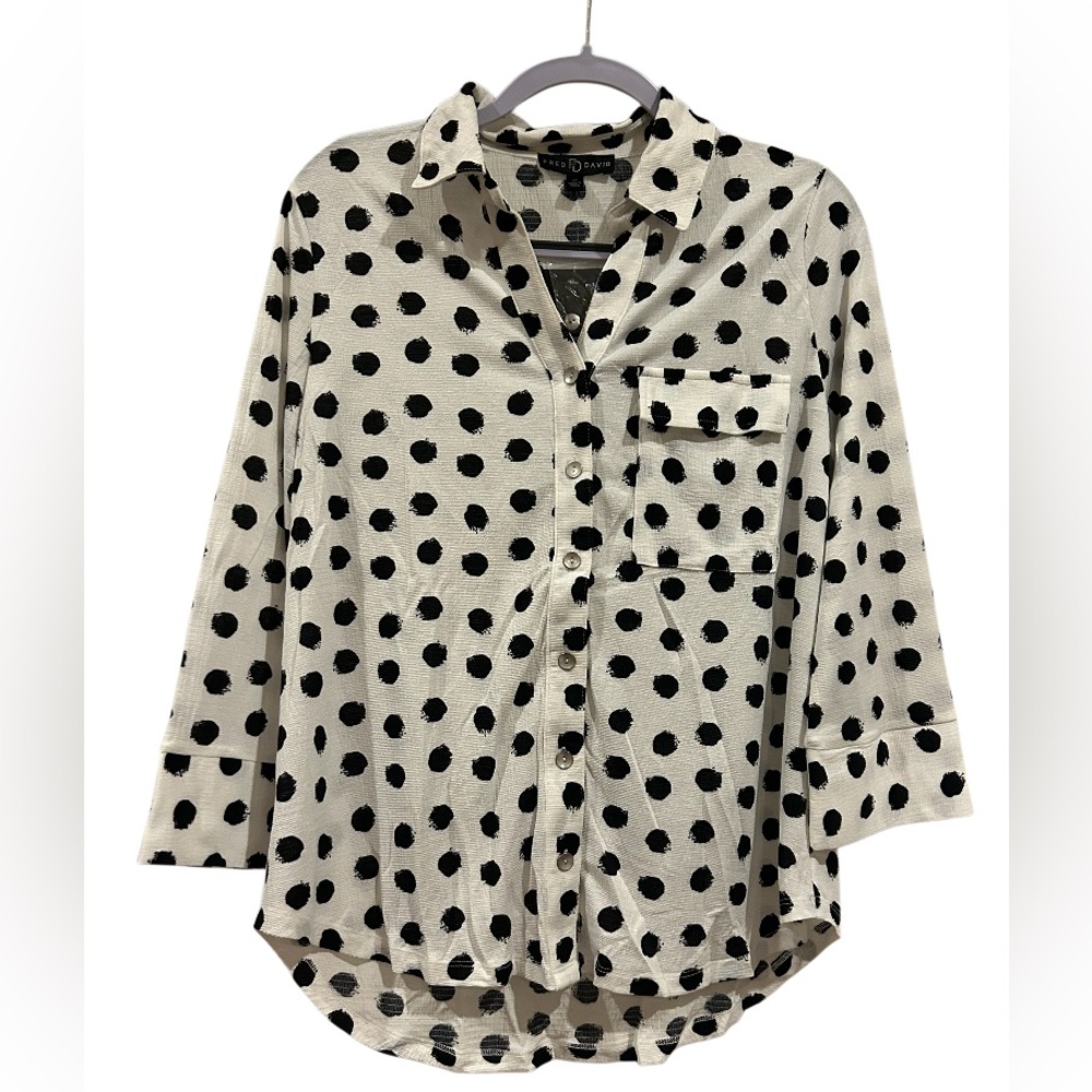 Fred David Polka Dot Button-Up Blouse new boutique